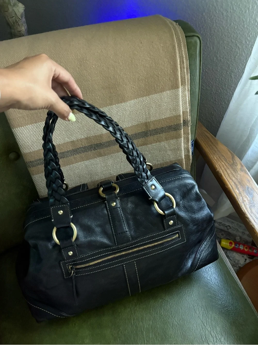 COACH Y2K BLACK VACHETTA LEATHER LG DAPHNE DOCTOR SATCHEL TOTE BAG 3569 black